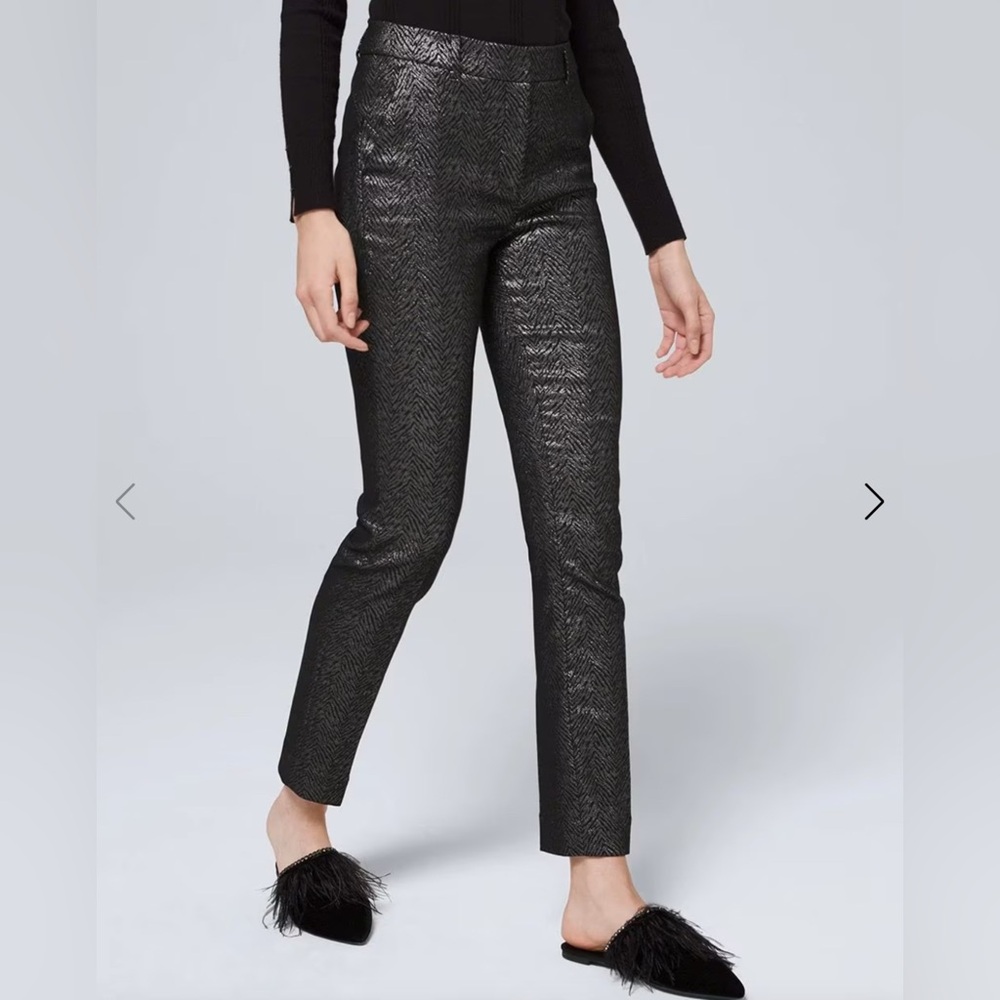 ❤️❤️SOLD❤️❤️Black metallic straight leg trousers #straightleg #metallic